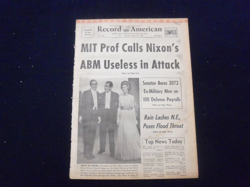 1969 MAR 25 BOSTON RECORD AMERICAN NEWSPAPER-NIXON ABM USELESS IN ATTACK-NP 6340
