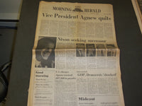 1973 OCTOBER 11 THE MORNING HERALD NEWSPAPER - SPIRO AGNEW QUITS - NP 3298