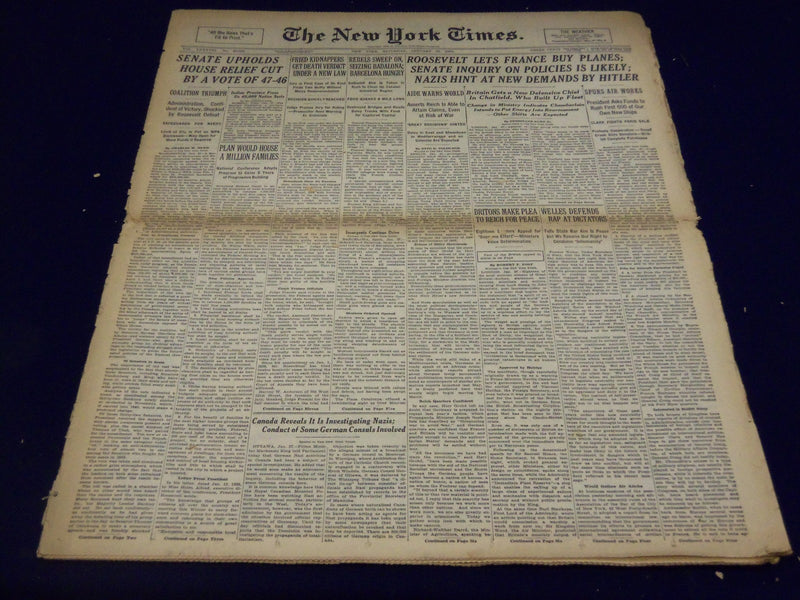 1939 JAN 28 NEW YORK TIMES - NAZIS HINT AT NEW DEMANDS BY HITLER - NT 1399