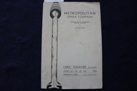 1930 APRIL AIDA -METROPOLITAN OPERA CO. PROGRAM - PONSELLE-PINZA-TIBBETT- K 1698