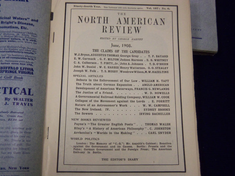 1908 NORTH AMERICAN REVIEW LOT OF 12 COMPLETE YEAR - STORIES/ARTICLES - WR 663
