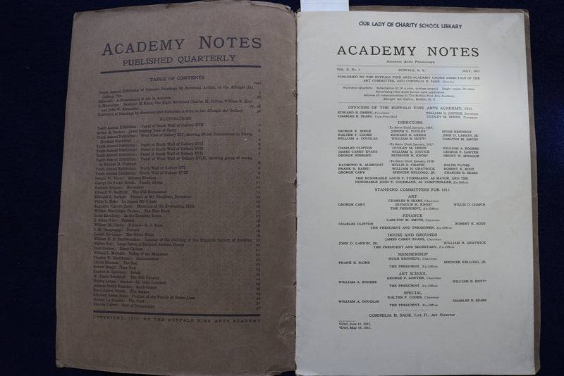 1915 JULY ACADEMY NOTES QUARTERLY BUFFALO FINE ARTS SOFTCOVER BOOK - K 857