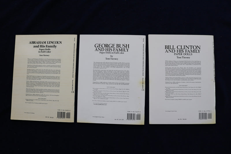 1989-1994 PRESIDENTIAL FAMILY PAPER DOLL BOOKS-LINCOLN-CLINTON-LOT OF 3 - O 3637