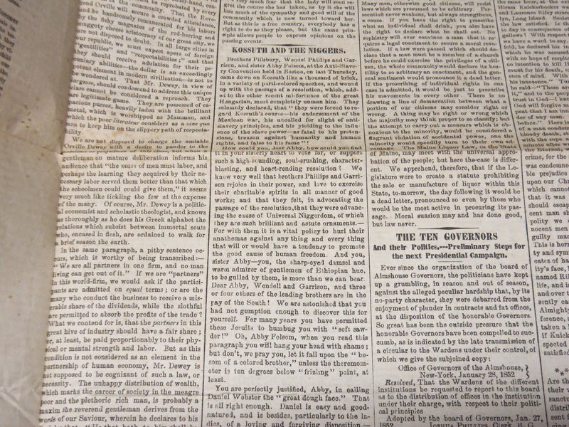 1852 FEBRUARY 7 WEEKLY UNIVERSE NEWSPAPER - NEW YORK - VOL 7 NO. 10 - NP 3879I