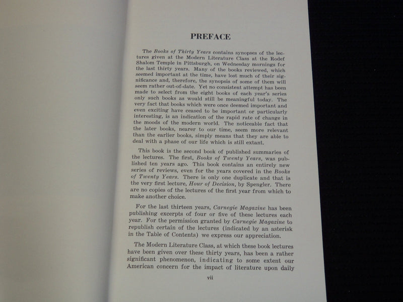 1964 BOOKS OF THIRTY YEARS BOOK SIGNED BY DR. SOLOMON B. FREEHOF - KD 4270D