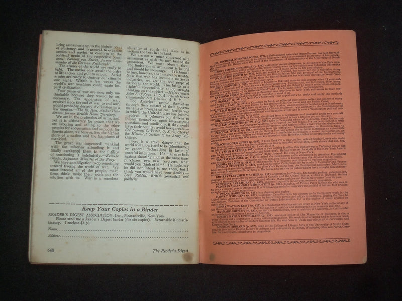 1929 FEBRUARY THE READER'S DIGEST SOFTCOVER BOOK-NUMBER 82-ORANGE COVERS- J 9925