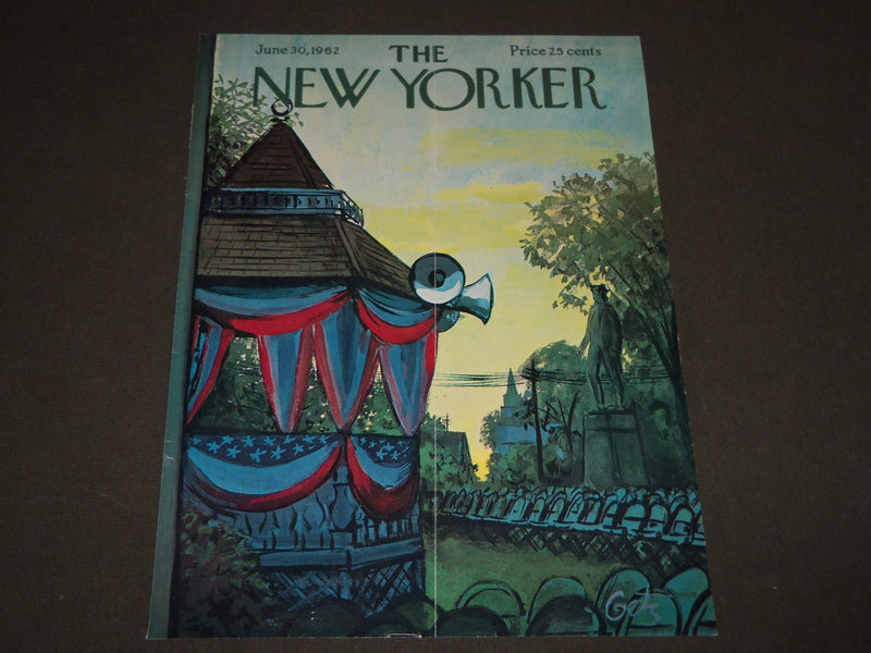 1962 JUNE 30 NEW YORKER MAGAZINE FRONT COVER ONLY - GREAT ART FOR FRAMING