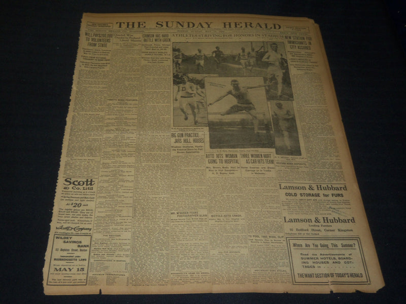 1908 MAY 10 THE BOSTON HERALD - ATHLETES STRIVING FOR HONORS IN STADIUM - BH 67