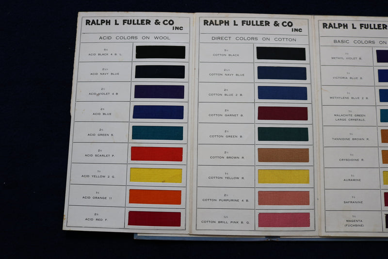 1940 'S RALPH L. FULLER CO. ANILINE DYESTUFFS COLOR CHART BOOK - K 736