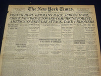 1918 JUNE 14 NEW YORK TIMES - FRENCH HURL GERMANS BACK ACROSS MATZ - NT 9086