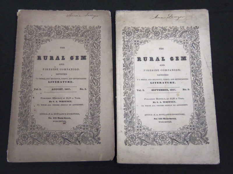 1847 AUG & SEPT THE RURAL GEM MAGAZINE LOT OF 2 - VOLUME 2 ISSUE 2 & 3 - ST 4522