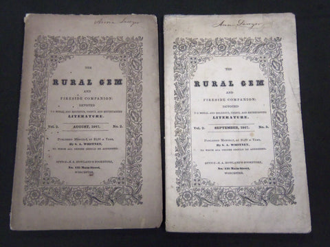 1847 AUG & SEPT THE RURAL GEM MAGAZINE LOT OF 2 - VOLUME 2 ISSUE 2 & 3 - ST 4522