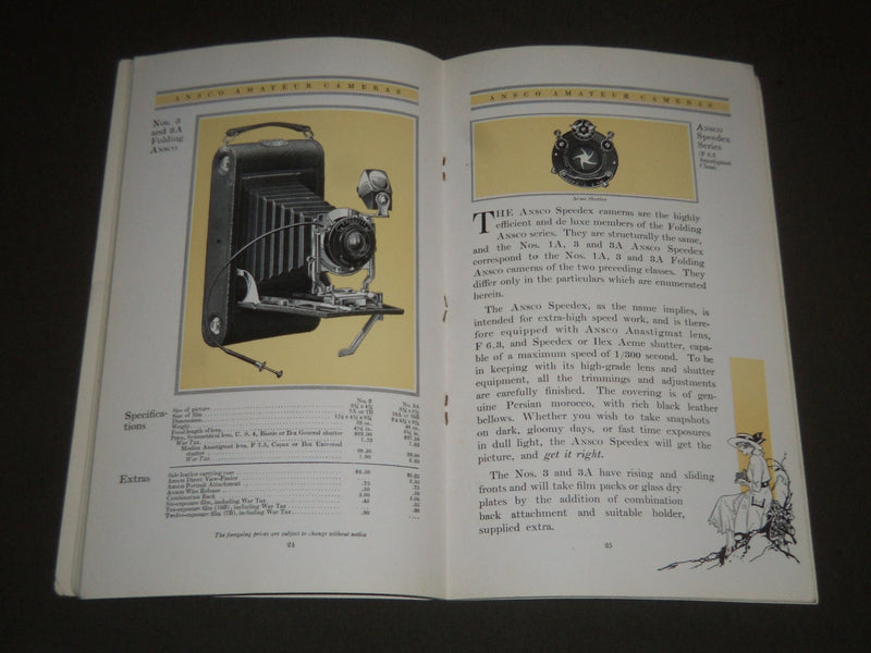 1920 ANSCO AMATEUR CAMERAS SOFTCOVER BOOK - BINGHAMTON NEW YORK - J 2314