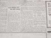 1920 NOVEMBER 9 NEW YORK TIMES - OWNERS FOR NEW LEAGUE AND BASEBALL WAR- NT 8449