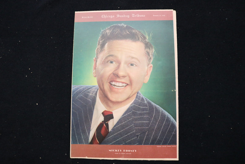1947 JANUARY 10 CHICAGO SUNDAY TRIBUNE MAGAZINE - MICKEY ROONEY COVER - E 25505