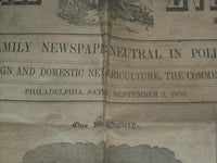 1853 SEP 3 THE SATURDAY EVENING POST NEWSPAPER - GODIVA - GARIBALDI - NP 5056