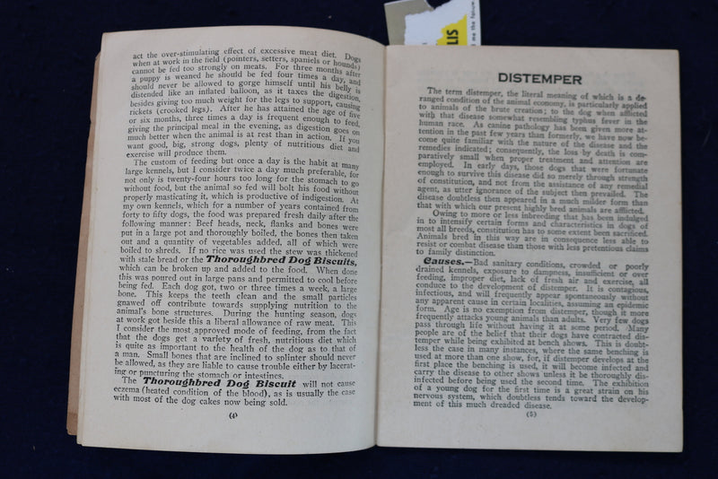 1917 DISEASES OF THE DOG AND HOW TO FEED SOFTCOVER BOOK - K 1330