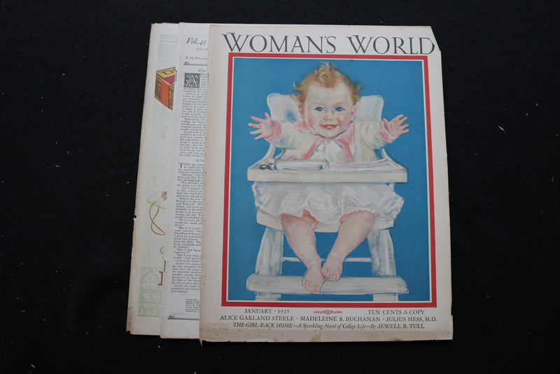 1925 JANUARY WOMAN'S WORLD MAGAZINE - BABY IN HIGHCHAIR COVER - E 10360