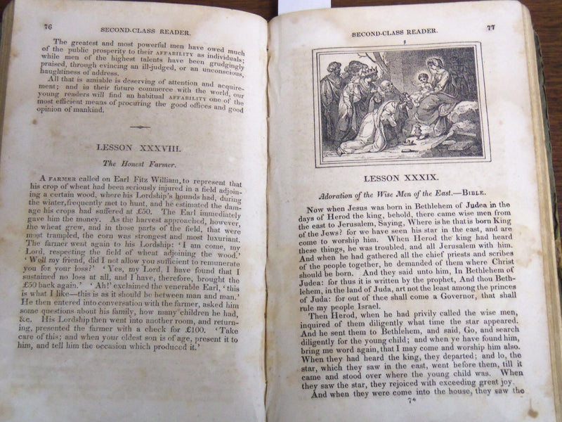 1838 THE SECOND CLASS READER BOOK BY B. D. EMERSON - CLAREMONT, N. H. - K 2016