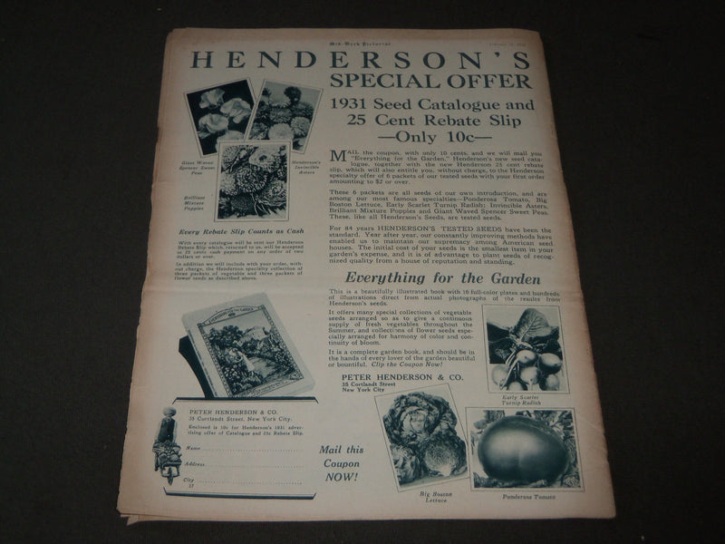 1931 FEBRURAY 21 MID-WEEK PICTORIAL MAGAZINE SECTION - SLYVIA SIDOVEY - J 3235