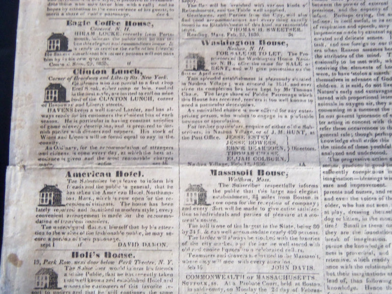 1836 FEBRUARY 30 AMERICAN TRAVELLER NEWSPAPER - RARE DATE - BOSTON - NP 3980