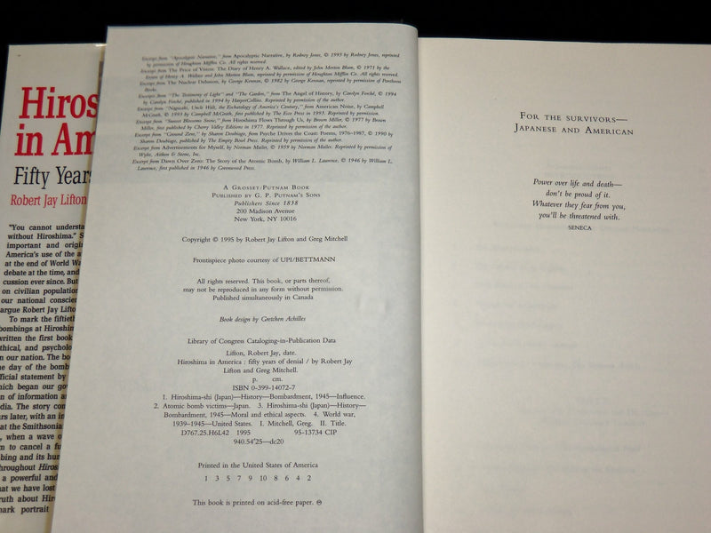 1995 HIROSHIMA IN AMERICA FIFTY YEARS OF DENIAL HARDCOVER BOOK - KD 6517