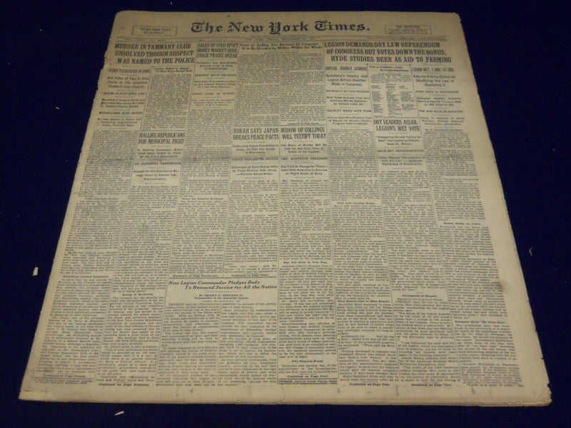 1931 SEPT 25 NEW YORK TIMES - LEGION DEMANDS DRY LAW REFERENDUM - NT 2428