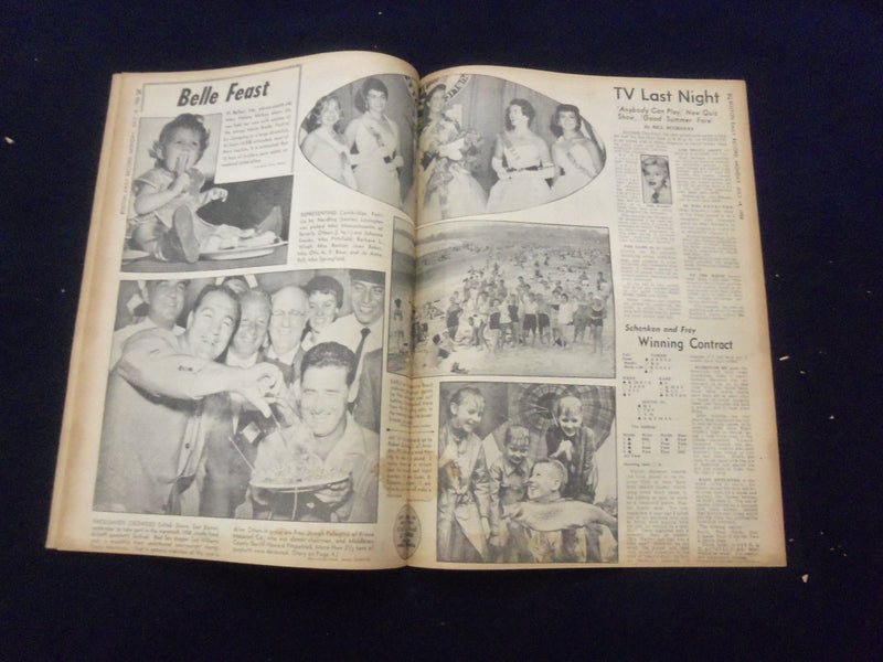 1958 JULY 14 BOSTON DAILY RECORD NEWSPAPER - 5 RESCUED IN HARBOR CRASH - NP 6355