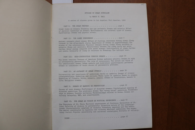 1965 STUDIES IN DREAM SYMBOLISM SOFTCOVER BOOK BY MANLY P. HALL - K 3161