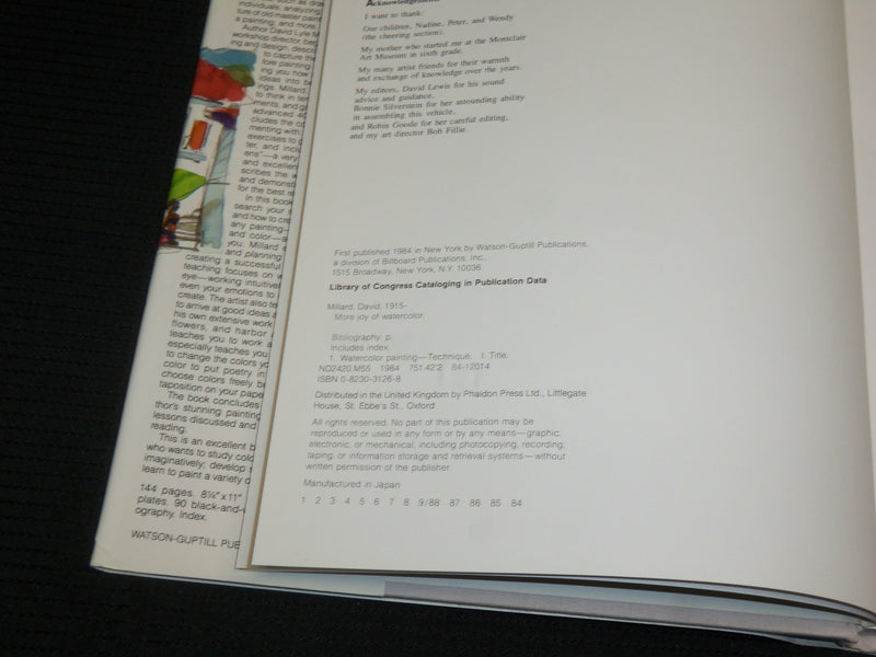 1984 MORE JOY OF WATERCOLOR HARDCOVER BOOK BY DAVID LYLE MILLARD - R 727Q