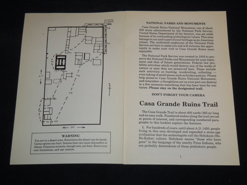 1983 CASA GRANDE RUINS TRAIL GUIDE BOOK - ARIZONA - J 8762