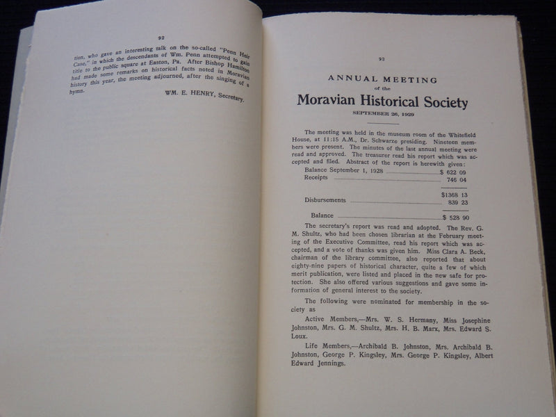 1902-1940 TRANSACTIONS OF THEMORAVIAN HISTORICAL SOCIETY LOT OF 15 - O 2930F