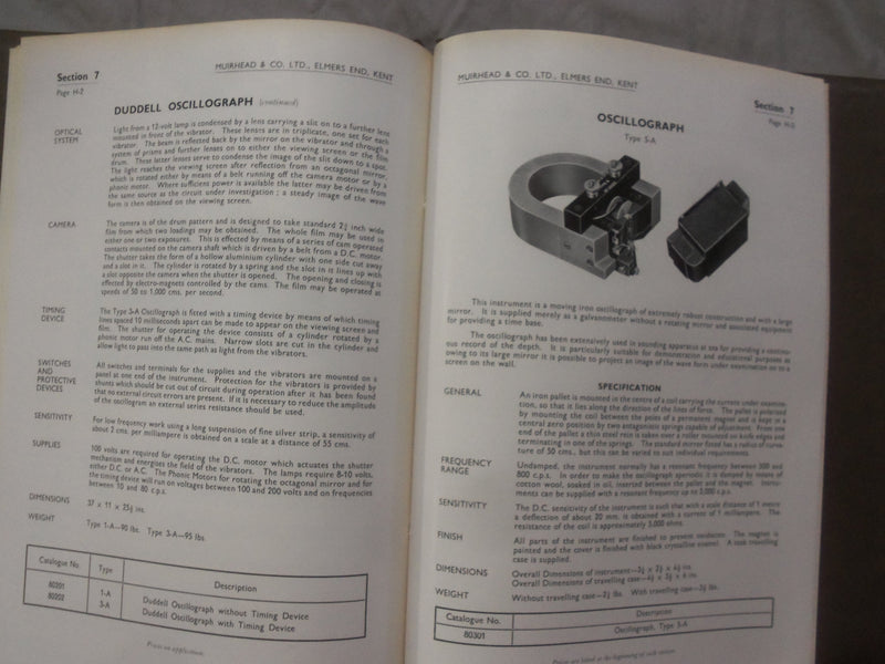 1935 MUIRHEAD & CO. LTD EQUIPMENT CATALOG - PUBLISHED IN UNITED KINGDOM - K 258