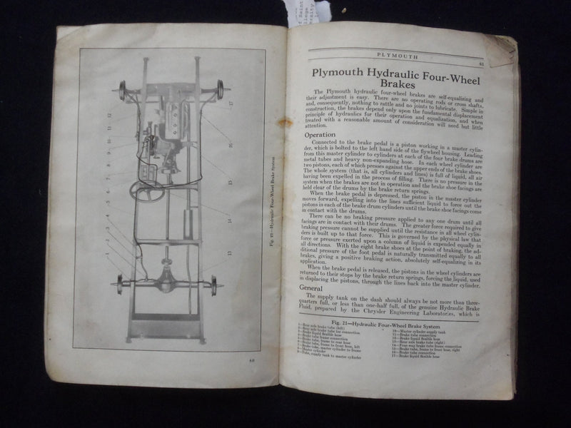 1929 MAY PLYMOUTH INSTRUCTION SOFTCOVER BOOK BY - K 191