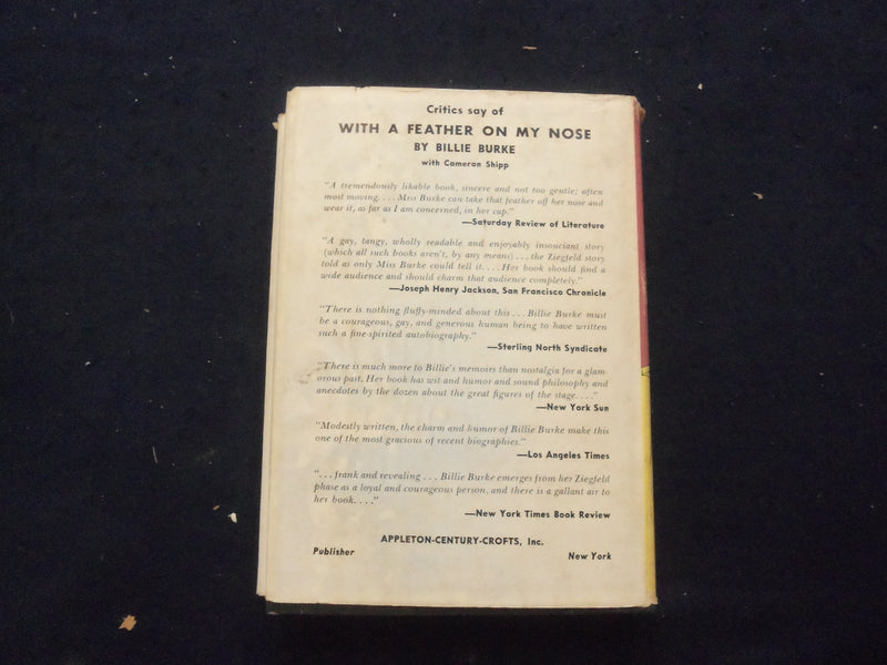 1949 WITH A FEATHER ON MY NOSE HARDCOVER BOOK BY BILLIE BURKE - KD 8245