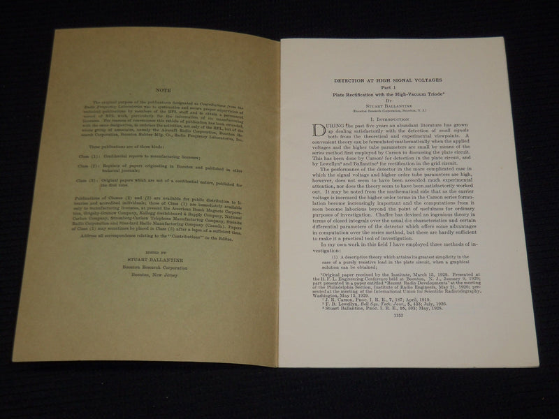 1929 RADIO FREQUENCY LABORATORIES CONTRIBUTIONS BOOK LOT OF 2 - J 9874