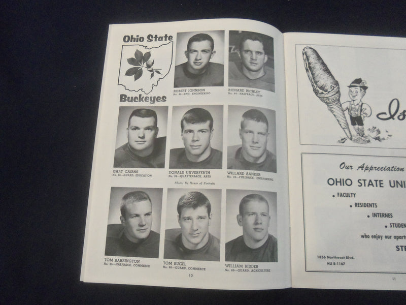 1962 OCT 30 FOOTBALL PROGRAM - OHIO STATE UNIV VS UNIV OF MINNESOTA - SP 9336U