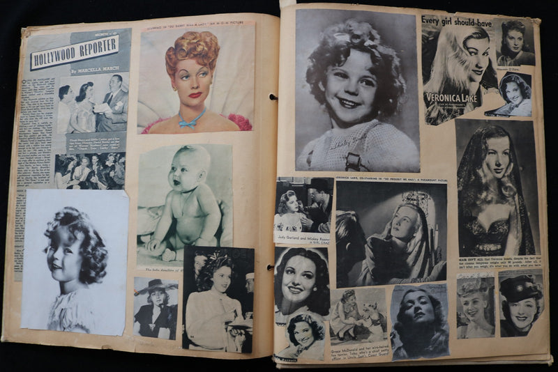 1940'S HOLLYWOOD STARS SCRAPBOOK - BETTY GRABLE - SHIRLEY TEMPLE - E 24879