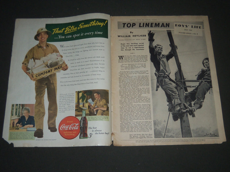 1943-1944 BOY'S LIFE MAGAZINE LOT OF 3 - NICE ILLUSTRATIONS - O 2515O