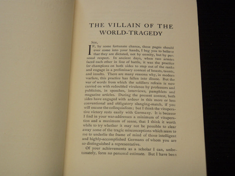1916 THE VILLIAM OF THE WORLD TRAGEDY BY WILLIAM ARCHER - MOLLENDORF - J 7434