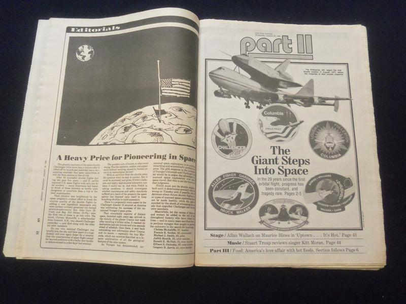 1986 JAN 29 NEW YORK NEWSDAY NEWSPAPER - SHUTTLE CHALLENGER DISASTER - NP 6086