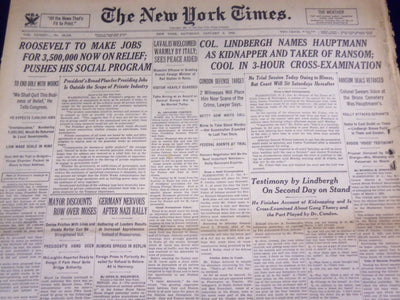 1935 JANUARY 5 NEW YORK TIMES - LINDBERGH NAMES HAUPTMANN AS KIDNAPPER - NT 1941