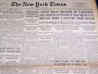1938 SEPTEMBER 20 NEW YORK TIMES - CZECHS DELAY DECISION ON PARTITION - NT 2466