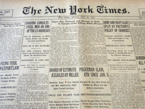 1922 MAY 19 NEW YORK TIMES - NEGRO BOY TORTURED & BURNED AT STAKE - NT 5815