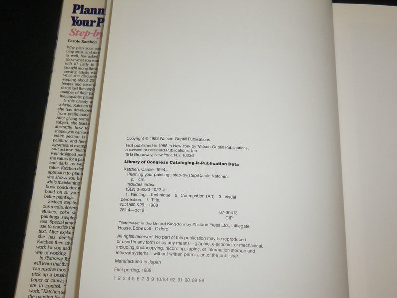 1988 PLANNING YOUR PAINTINGS STEP BY STEP HARDCOVER BOOK BY KATCHEN - I 1990