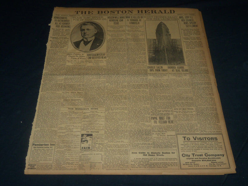 1907 JULY 27 THE BOSTON HERALD NEWSPAPER - MRS. EDDY ILL - BH 259