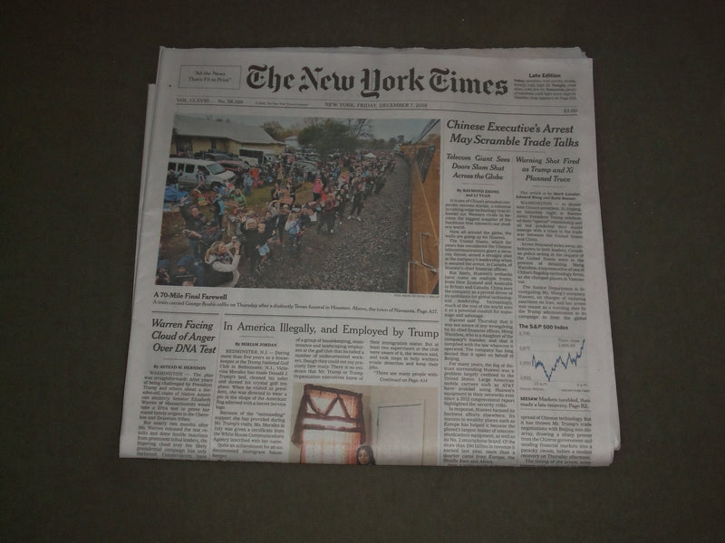 2018 DECEMBER 7 NEW YORK TIMES - GEORGE H. W. BUSH FINAL FAREWELL TRAIN