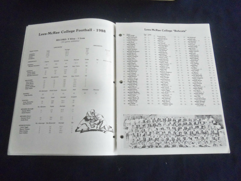 1988 DEC 4 MID AMERICA BOWL PROGRAM -LEES-MCRAE COL. VS. NE OKLAHOMA A&M-ST 659H