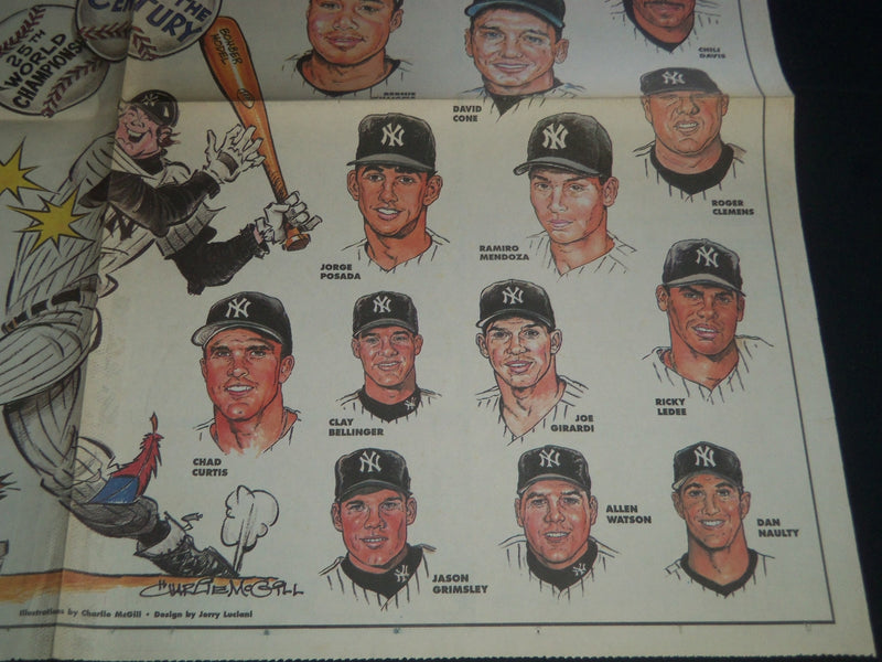 1999 NOV 7 BERGEN RECORD NEWSPAPER - NY YANKEES WORLD CHAMPIONS POSTER - NP 3795