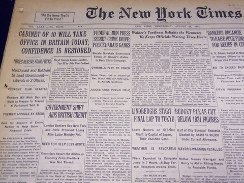 1931 AUG 26 NEW YORK TIMES - CABINET OF 10 WILL TAKE OFFICE IN BRITAIN - NT 2437